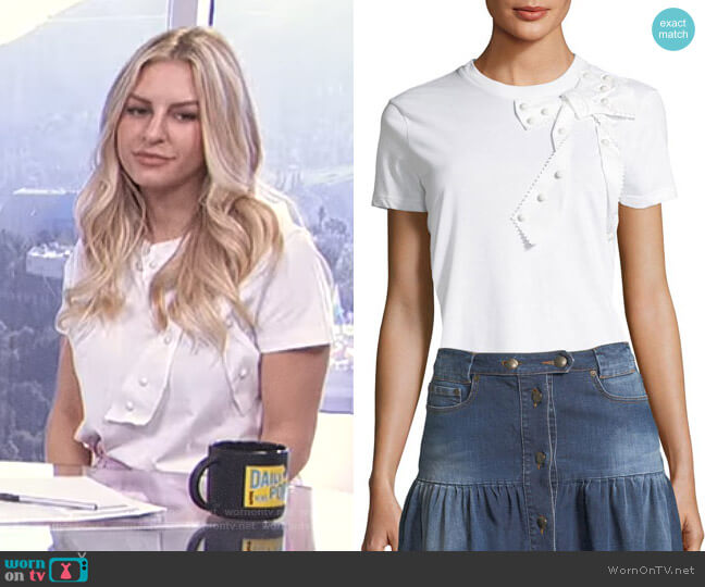Bow-Embellished Jersey T-Shirt by RED Valentino worn by Morgan Stewart  on E! News