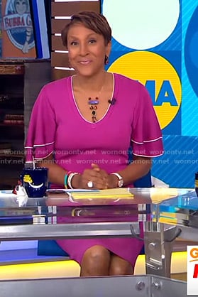 Robin’s pink ruffle sleeve dress on Good Morning America