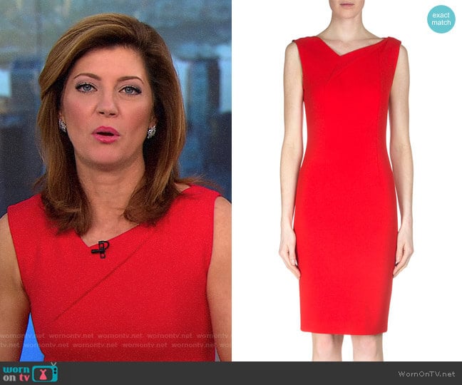 'Grainger' Crepe Sheath Dress by Roland Mouret worn by Norah O'Donnell on CBS Mornings