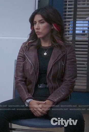 Rosa’s burgundy leather jacket on Brooklyn Nine-Nine