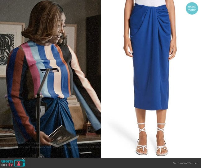 Rosetta Getty Jersey Twist Front Midi Skirt worn by Daisy Grant (Patina Miller) on Madam Secretary