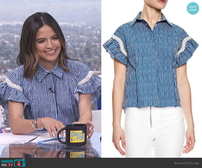 'Erine' Striped Shirt by Sandro worn by Erin Lim on E! News