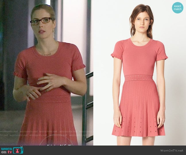 Sandro Etor Dress worn by Felicity Smoak (Emily Bett Rickards) on Arrow