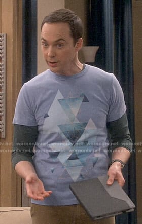 Sheldon's blue triangles graphic t-shirt on The Big Bang Theory