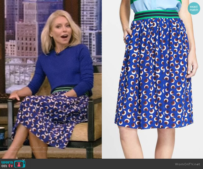 Floral Print Silk Skirt by Stella McCartney worn by Kelly Ripa on Live with Kelly and Mark