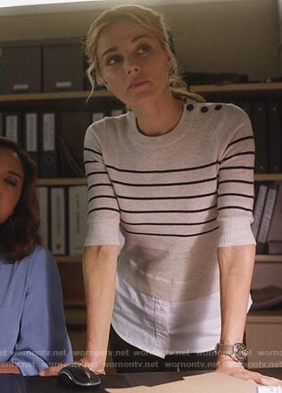 Lizzie’s striped layered sweater on Instinct