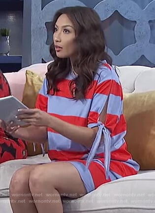 Jeannie's striped tie sleeve dress on The Real