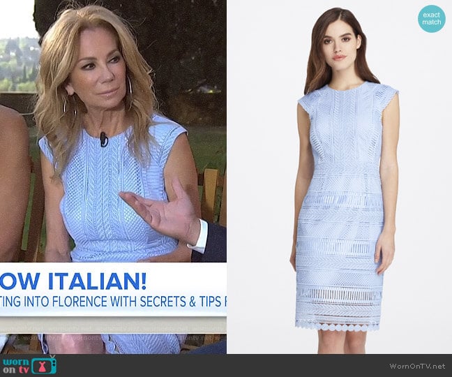 Chemical Lace Pegged Sheath Dress by Tahari ASL worn by Kathie Lee Gifford on Today