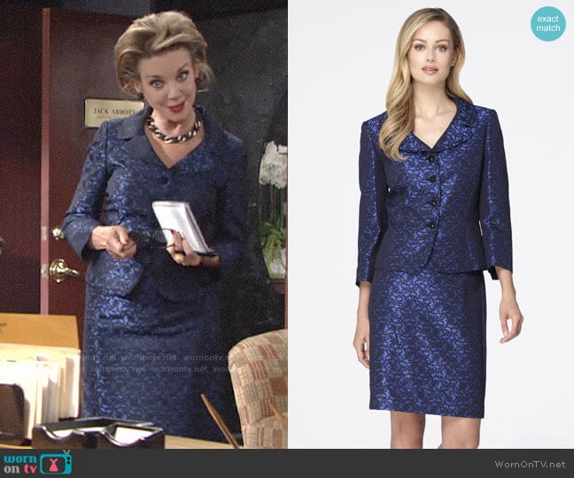 Tahari ASL Jacquard Skirt Suit  worn by Gloria Abbott Bardwell (Judith Chapman) on The Young and the Restless