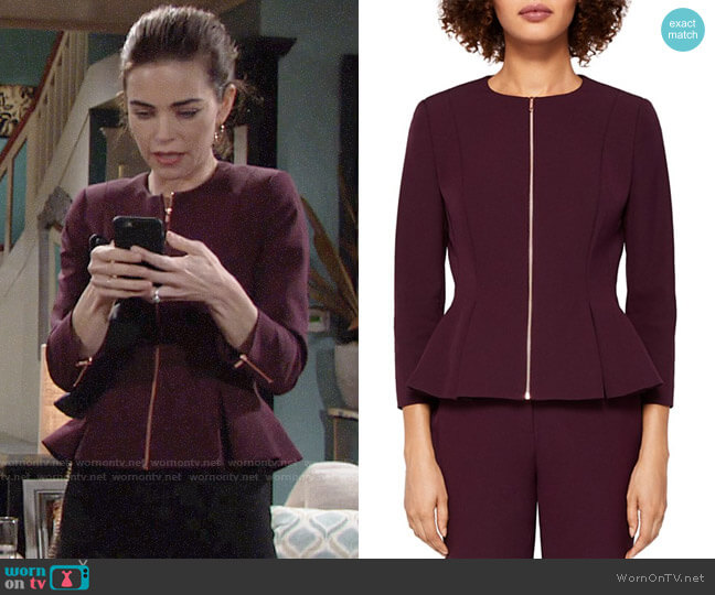 Ted Baker Suria Jacket worn by Victoria Newman (Amelia Heinle) on The Young and the Restless