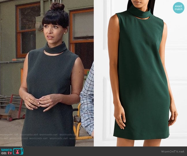 Theory Cutout Crepe Mini Dress worn by Cece Parekh (Hannah Simone) on New Girl