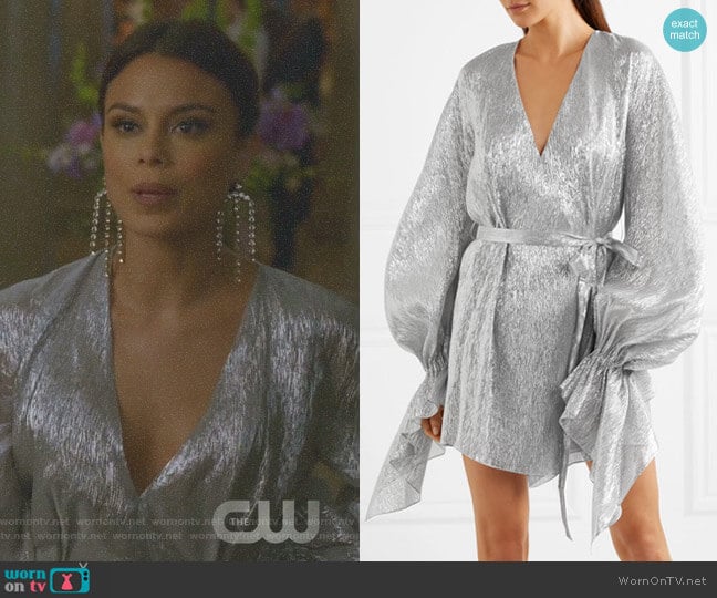 'Hamberg' Metallic Mini Dress by Roland Mouret worn by Cristal Flores (Nathalie Kelley) on Dynasty