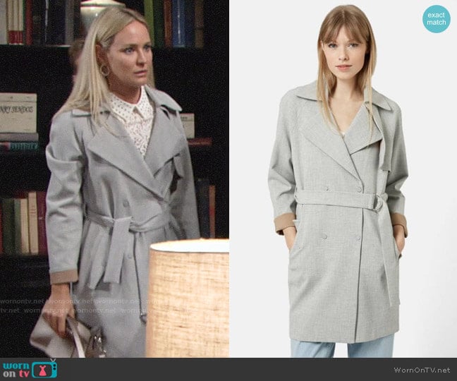 Topshop Double Breasted Trench Coat worn by Sharon Newman (Sharon Case) on The Young and the Restless