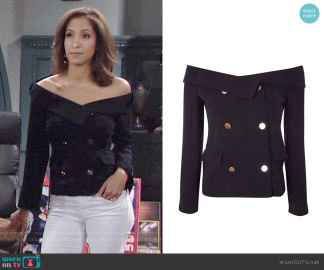 Topshop Off Shoulder Blazer worn by Lily Winters (Christel Khalil) on The Young and the Restless