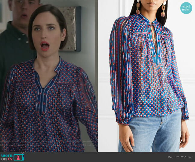 Constance Blouse by Ulla Johnson worn by Jennifer Short (Zoe Lister-Jones) on Life in Pieces