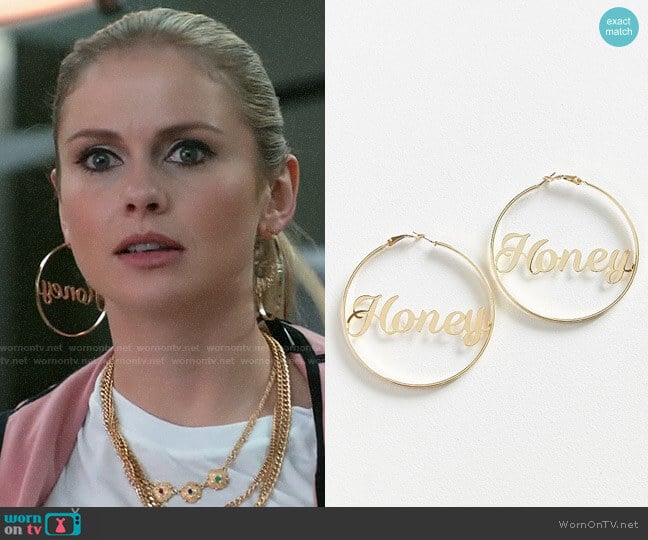 Urban Outfitters Honey Etched Statement Hoop Earring worn by Liv Moore (Rose McIver) on iZombie