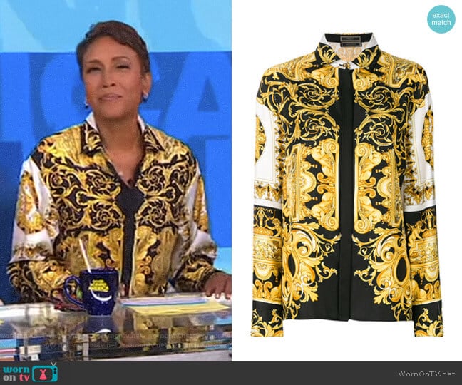 WornOnTV: Robin’s black and yellow printed shirt on Good Morning ...