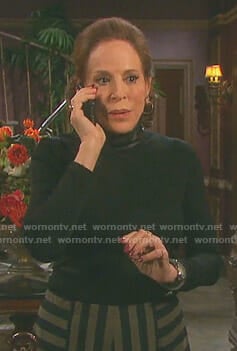 Vivian's black leather neck top on Days of our Lives