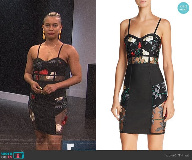 Sheer-Inset Embroidered Dress by Wow Couture worn by Sibley Scoles on E! News