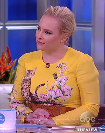 Meghan's yellow cat print dress on The View