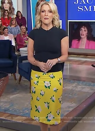 Megyn's yellow floral print pencil skirt on Megyn Kelly Today