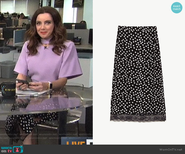 Midi Skirt with Lace Trim by Zara worn by Melanie Bromley on E! News