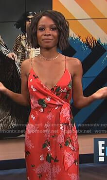 Zuri’s red floral jumpsuit on E! News