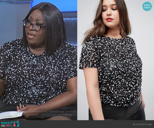 T-Shirt with Sequin Embellishment  by Asos worn by Loni Love  on The Real