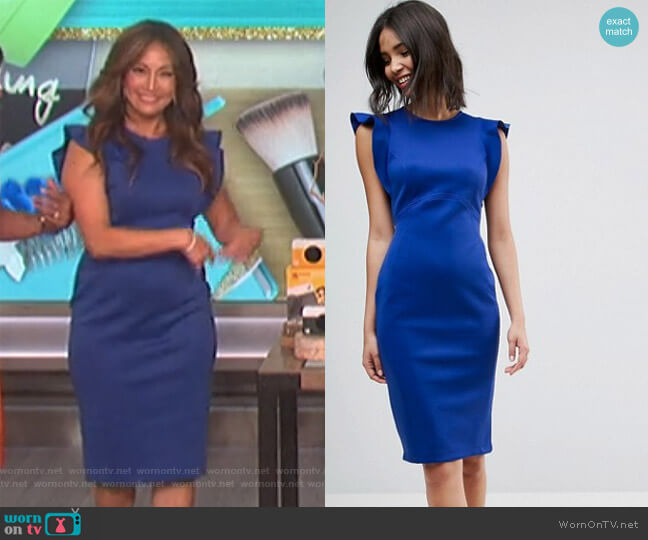 WornOnTV: Carrie Inaba’s blue flutter sleeve dress on The Talk | Carrie ...