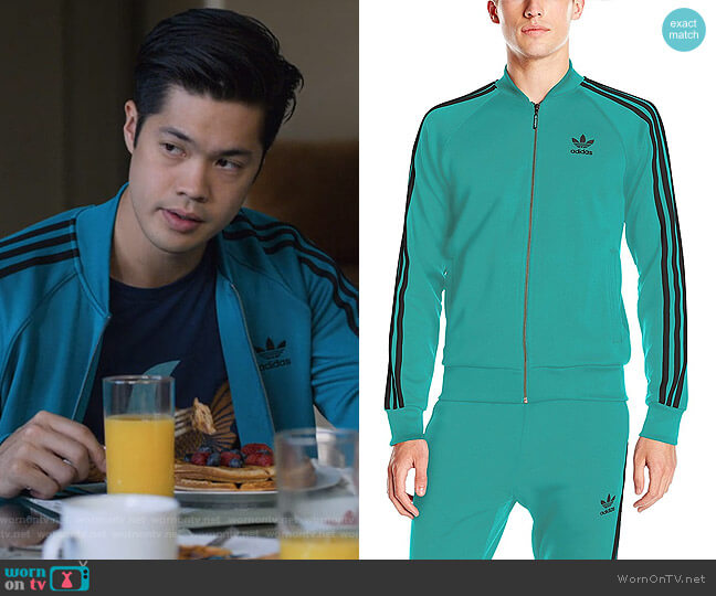 Superstar Track Jacket by Adidas worn by Zach Dempsey (Ross Butler) on 13 Reasons Why