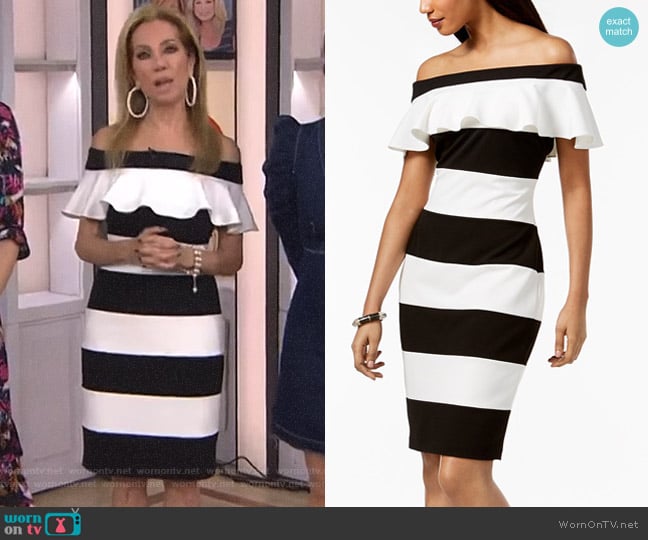 Off-The-Shoulder Striped Dress by Adrianna Papell worn by Kathie Lee Gifford on Today