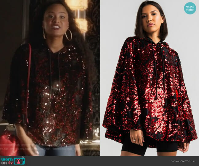 Ammo Light Parade Sequin Hooded Poncho worn by Tangey Turner (Pepi Sonuga) on Famous in Love