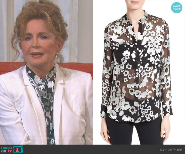 Belle Print Sheer Oversize Tunic by Alice + Olivia worn by Maggie Horton (Suzanne Rogers) on Days of our Lives