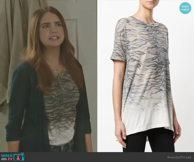 Tiger Stripes Print Loose Fit T-shirt by All Saints worn by Grace Russell (Bailee Madison) on Good Witch