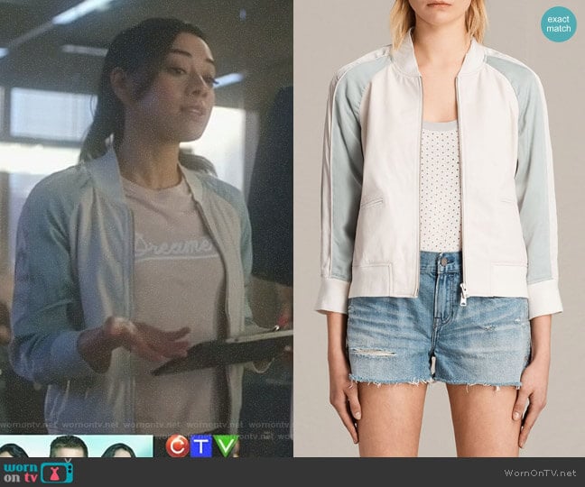 Varley Leather Bomber Jacket by All Saints worn by Ella Lopez (Aimee Garcia) on Lucifer