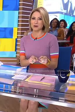 Amy’s short sleeve knitted top and skirt on Good Morning America