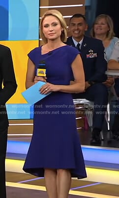 Amy's navy asymmetric dress on Good Morning America