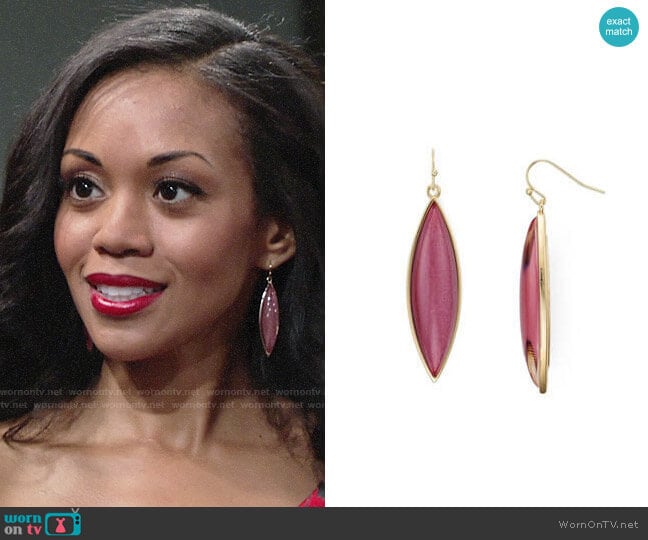 Aqua Brynnie Marquis Drop Earrings worn by Hilary Curtis (Mishael Morgan) on The Young and the Restless