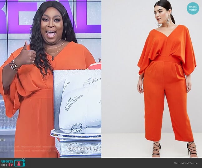 WornOnTV: Loni’s orange v-neck jumpsuit on The Real | Loni Love ...