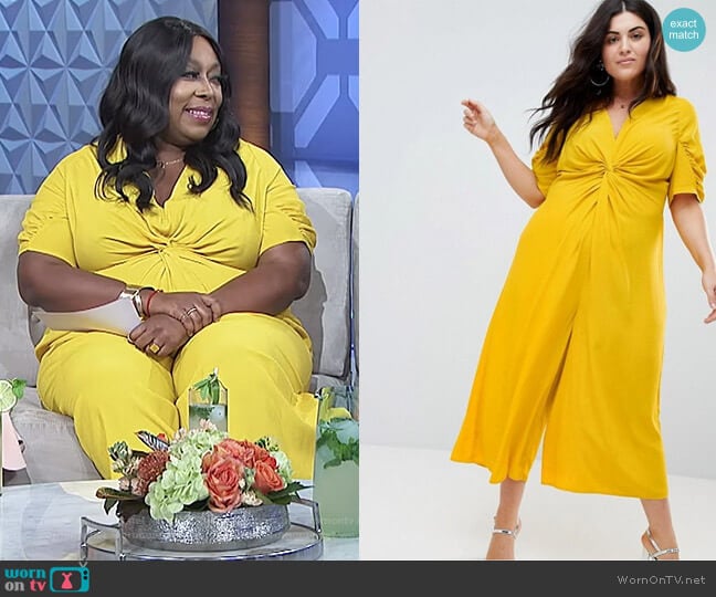 Tea Jumpsuit with Knot Front by Asos worn by Loni Love on The Real