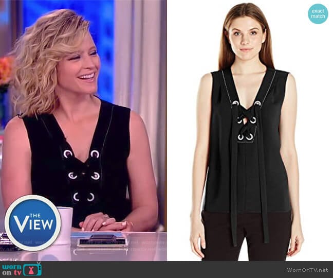 Marcia Lace-up Tank by BCBGMAXAZRIA worn by Sara Haines on The View