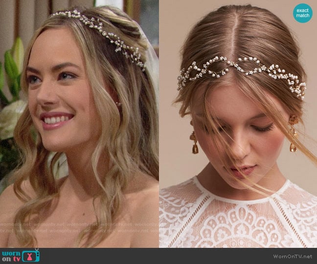 BHLDN Pearldrop Halo worn by Hope Logan (Annika Noelle) on The Bold and the Beautiful