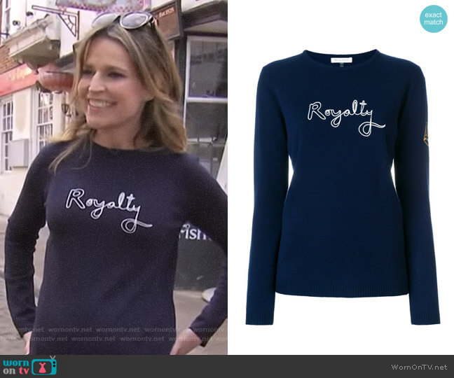 WornOnTV Savannah s navy Royalty Sweater on Today Savannah