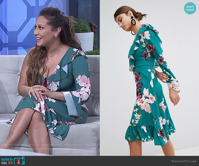 One Shoulder Floral Midi Dress by Boohoo at Asos worn by Adrienne Houghton on The Real