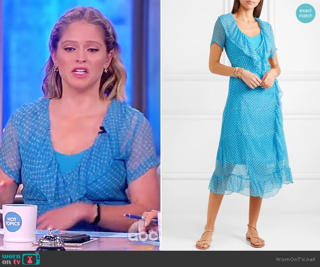 Kimi printed silk-crepon wrap midi dress by Cloe Cassandro worn by Sara Haines on The View