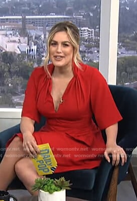 Carissa's red lace-up dress on E! News Daily Pop