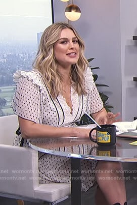 Carissa’s white polka dot ruffled dress on E! News Daily Pop