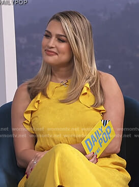 Carissa’s yellow ruffled halter dress on E! News Daily Pop