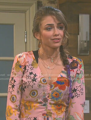 Ciara’s pink floral top on Days of our Lives