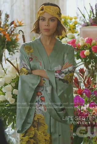 Cristal's green floral robe and yellow headband on Dynasty